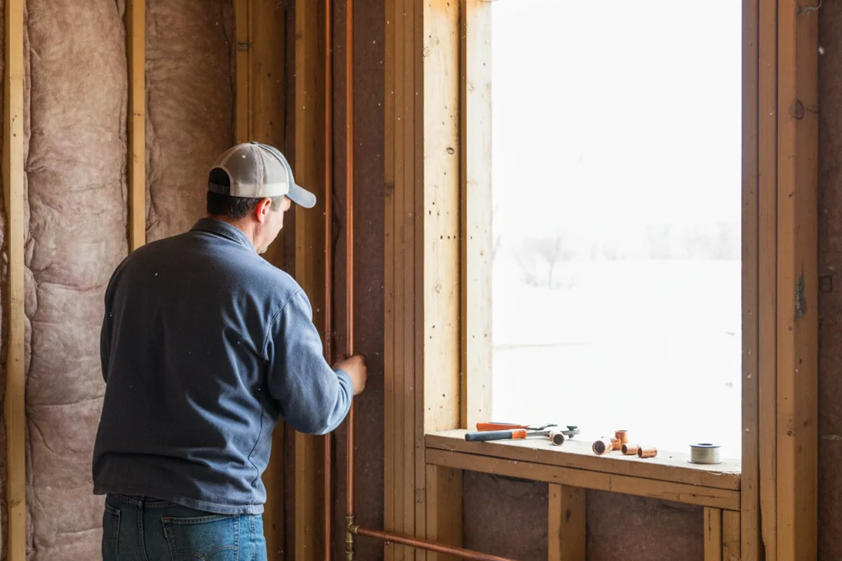 Licensed plumber running new copper supply lines in a Wabasso home